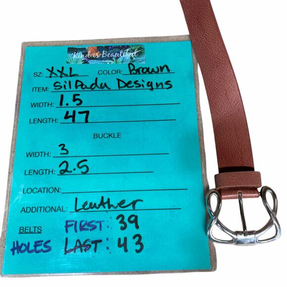 Silpada Designs Leather Belt Women XXL Brown Equestrian Western Cowgirl Silver